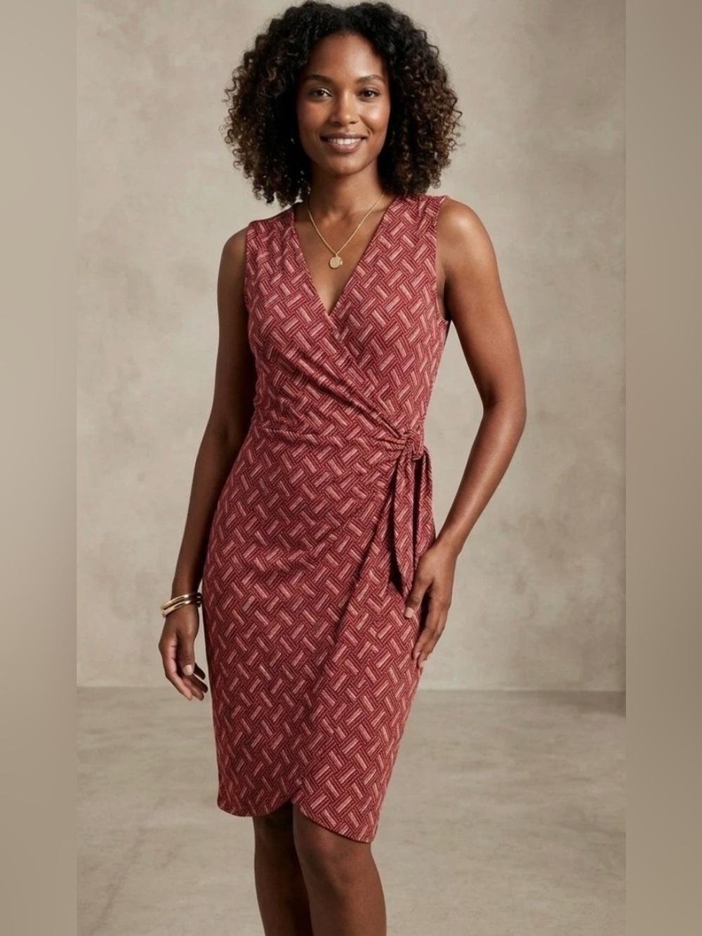 Banana Republic Faux Wrap Geometric Print Dress Size XSmall
